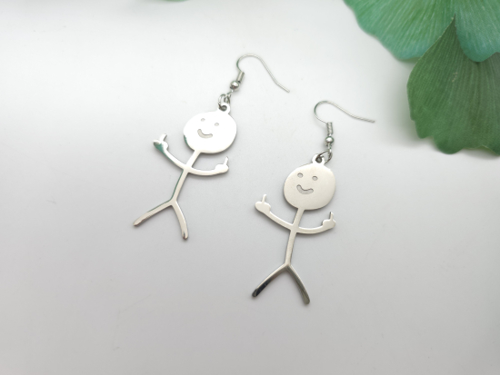 Preview: Männchen Stinkefinger Ohrringe Edelstahl